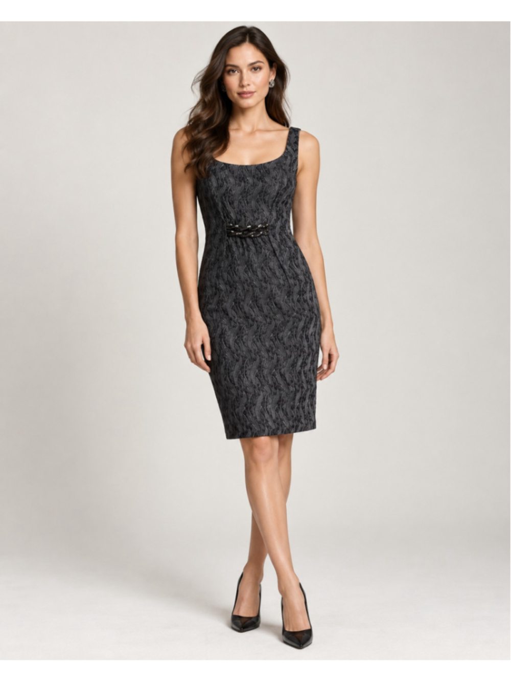 Versace 2009 Metallic Jacquard Silk Wool Embellished Dress IT 42